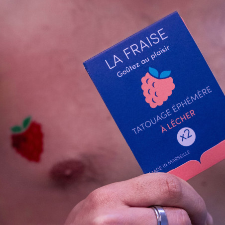 Tatouage à lécher éphémère La Fraise - Massage érotique pour travestis